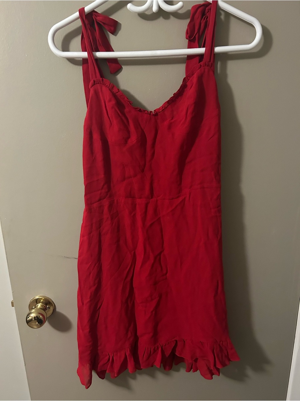 Reformation Red Tie-Shoulder Mini Dress